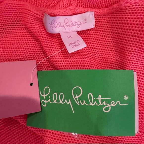 NWT Lilly Pulitzer Tatum Cardigan Sweater Pascha Pink Fringe Hem Size XL - Picture 6 of 11